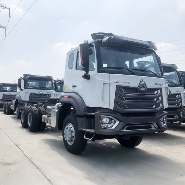 Front of HOWO 400HP 6x4 tractor truck in white