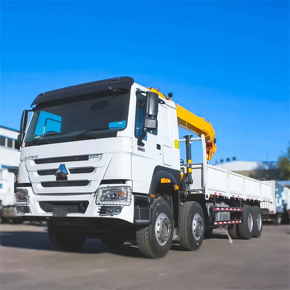 Howo 380hp 8x4 truck mounted crane front view with heavy-duty chassis and hydraulic crane system