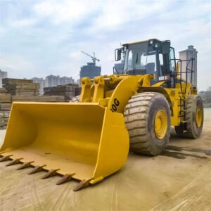 Used CAT 980 Wheel Loader with large bucket and durable frame side view