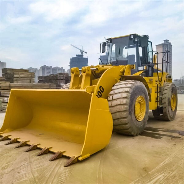 Used CAT 980 Wheel Loader with large bucket and durable frame side view