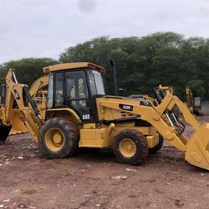 Used CAT 420F Backhoe Loader side profile, powerful backhoe loader for construction and excavation