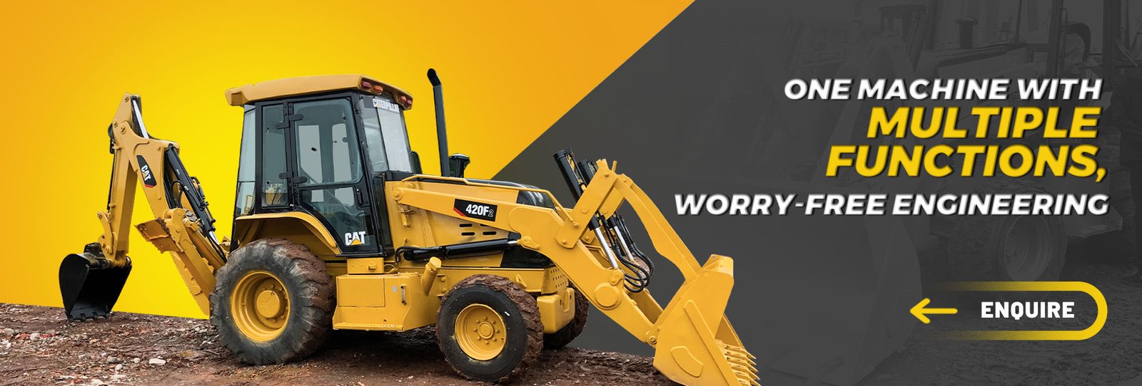 Used CAT Backhoe Loader on construction site, durable and powerful machine for heavy-duty tasks