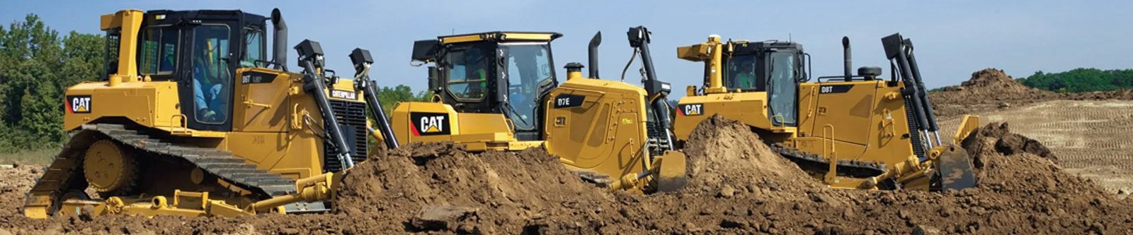Lineup of used CAT bulldozers from D5 to D8 at ZW Group equipment yard