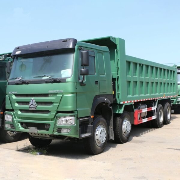 Front view of HOWO 380HP 8×4 Dump Truck in construction site environment