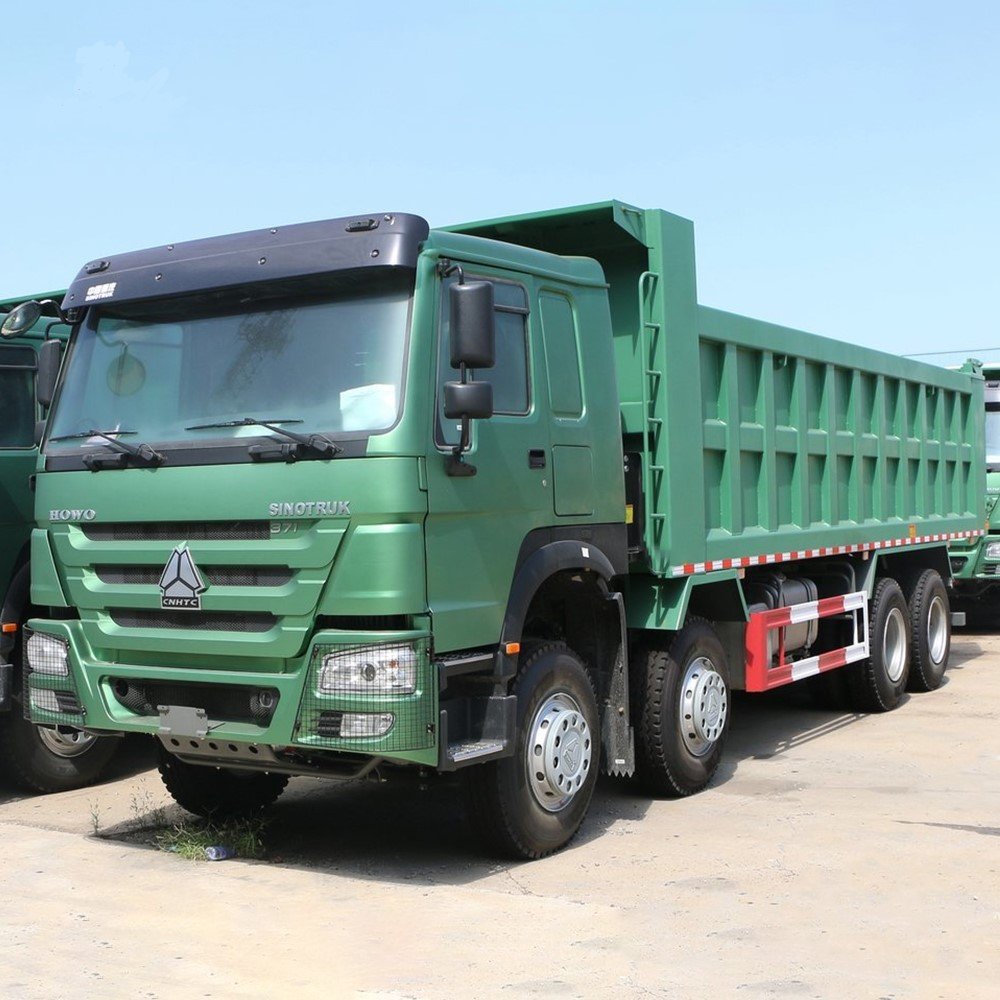 Front view of HOWO 380HP 8×4 Dump Truck in construction site environment