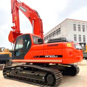 Used Doosan DX300 hydraulic excavator with bucket extended on construction site