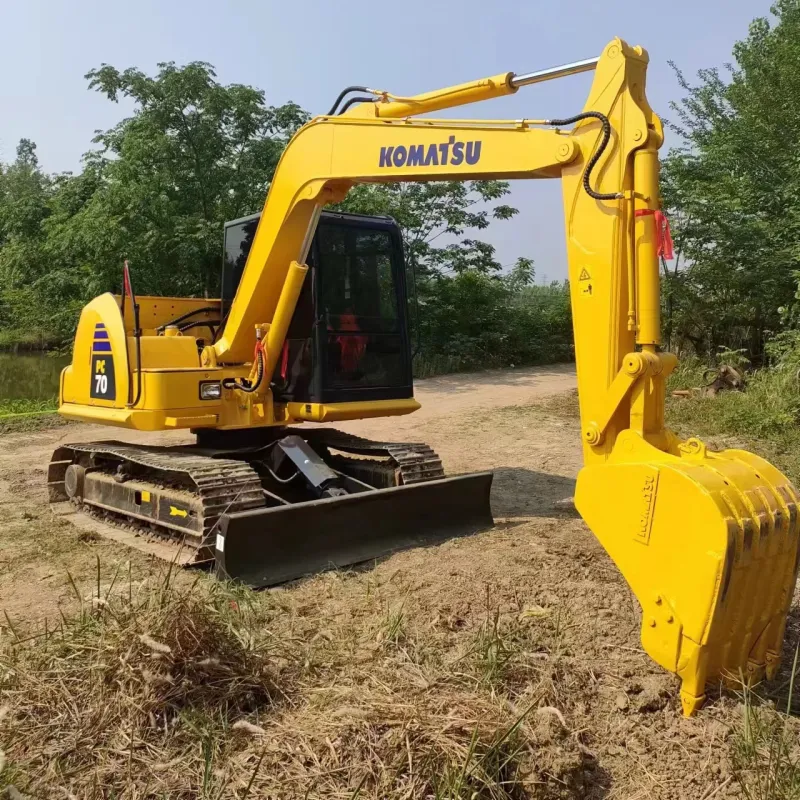 Used Komatsu PC70 Excavator 3/4 angle view showing overall machine