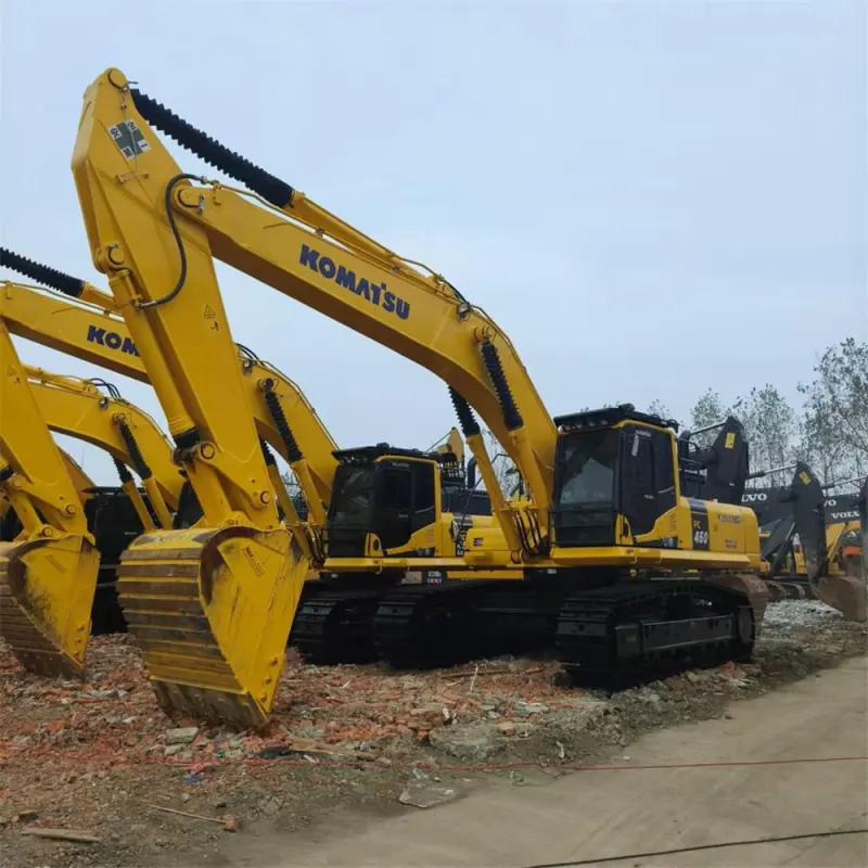 Komatsu PC450 Excavator 3/4 angle view on construction site