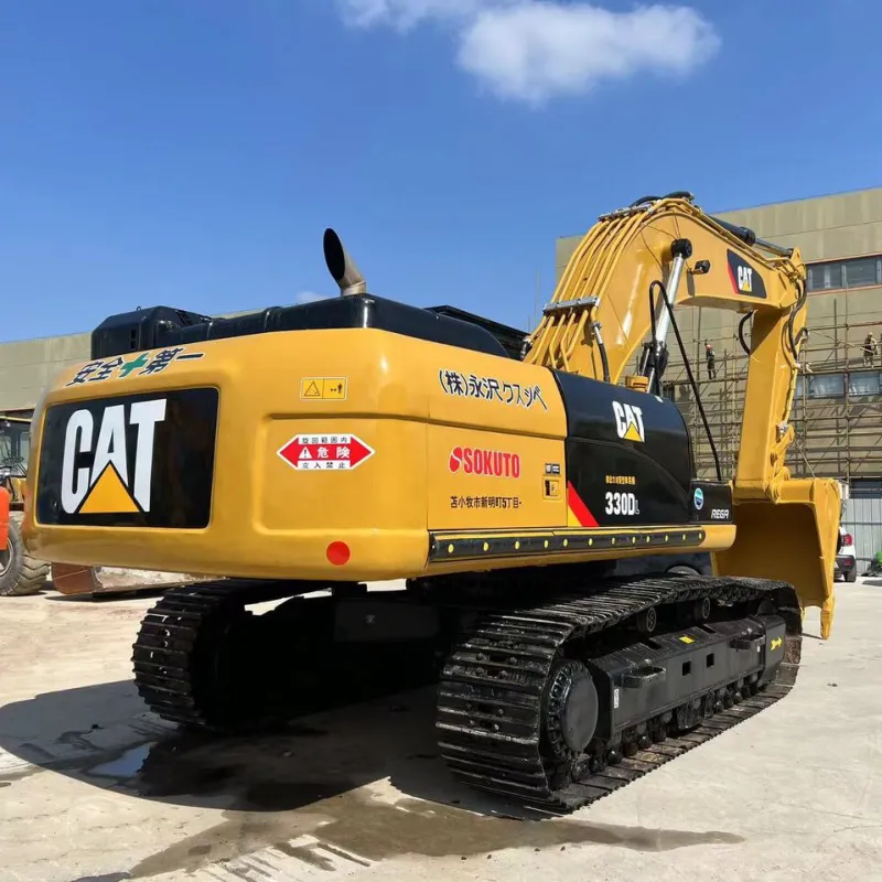 Used CAT 330D excavator full machine three-quarter angle view