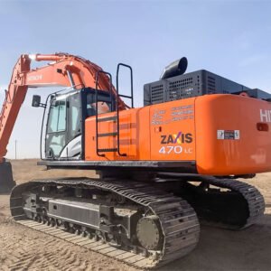 Used Hitachi ZX470 Excavator front view showing robust build and heavy-duty design