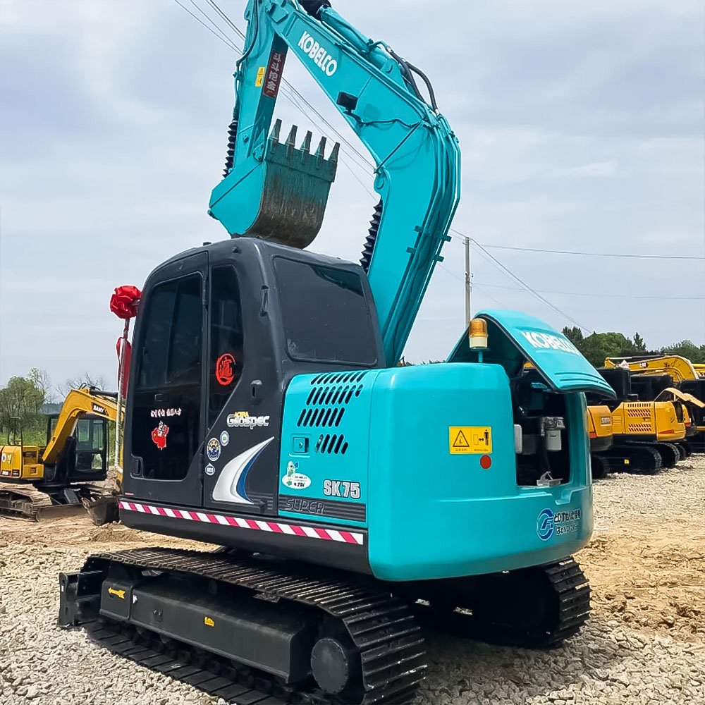 Used Kobelco SK75 Excavator showing compact design and durable construction