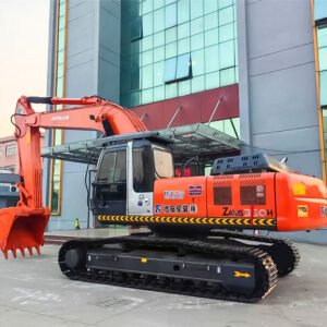 Used Hitachi EX350 ZX350 Excavator front view highlighting robust build and medium-sized structure
