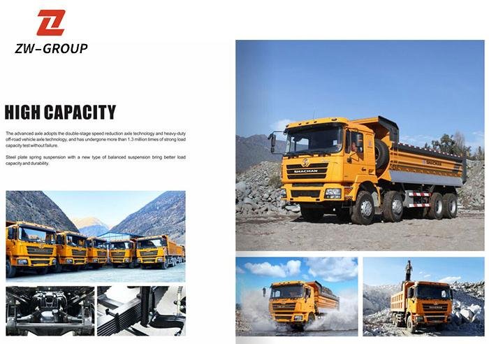 Shacman F3000 8×4 400HP Dump Truck transporting bauxite ore and construction materials on-site