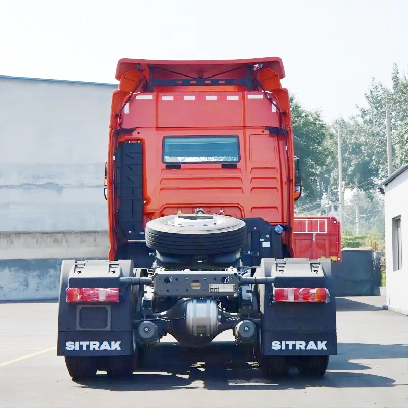 Sitrak G7 6x4 Tractor Truck 480HP rear three-quarter view, showing chassis, rear axles, and fuel tanks