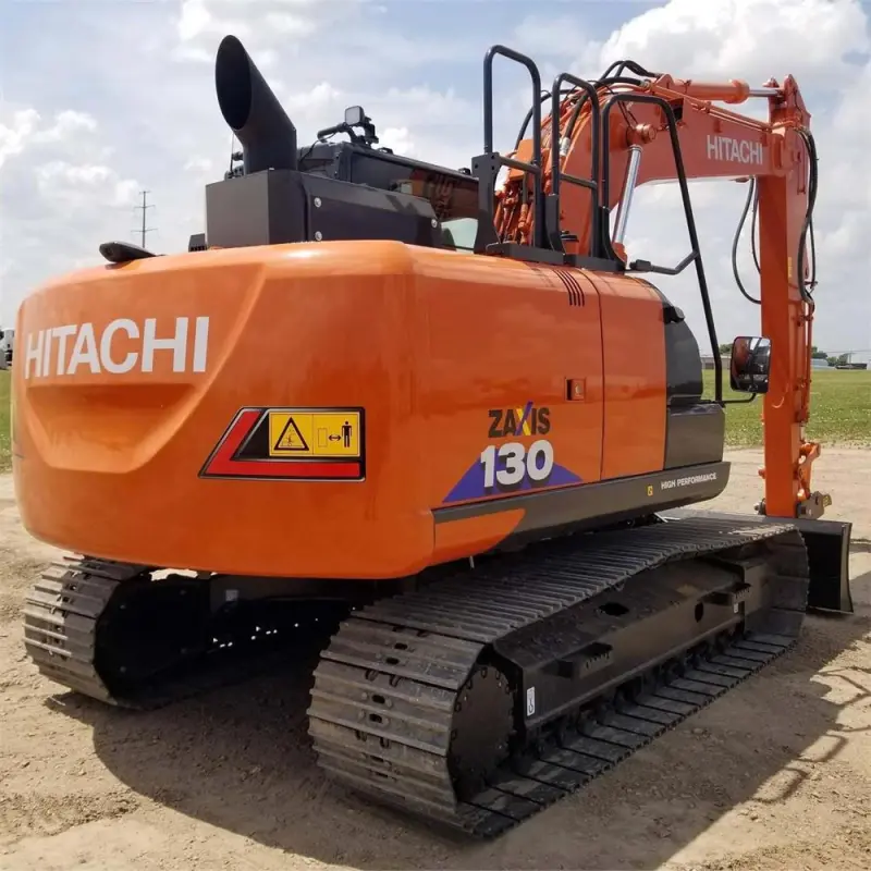 Rear view of Used Hitachi EX130 ZX130 Excavator showing counterweight and tail swing radius