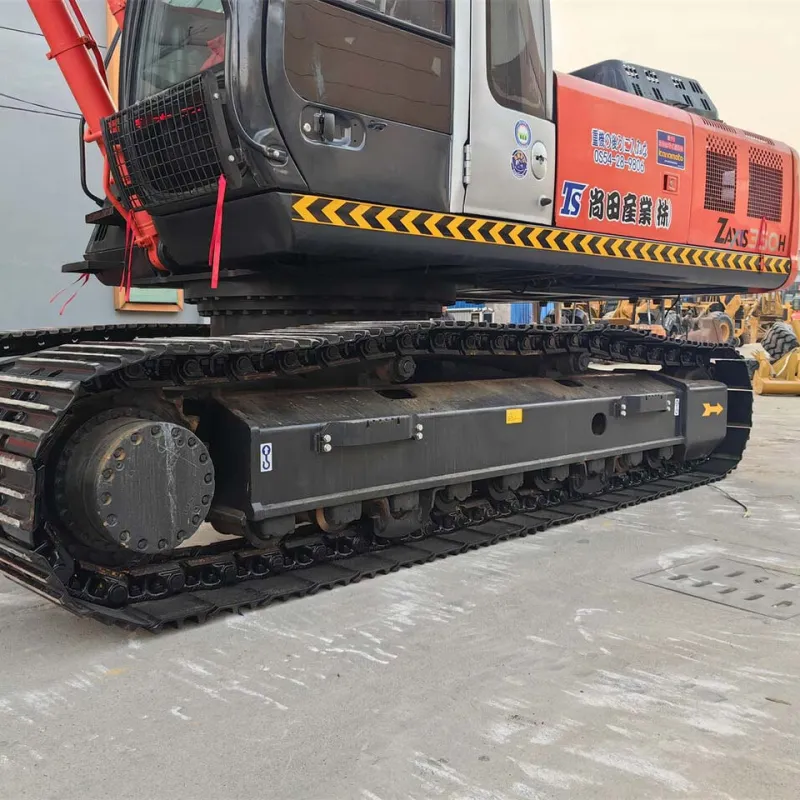 Used Hitachi EX350 ZX350 Excavator close-up of tracks showing durable undercarriage and heavy-duty design