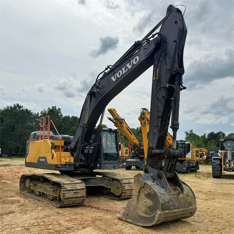 Close-up of Volvo EC350 Excavator boom showing strength and heavy-duty construction