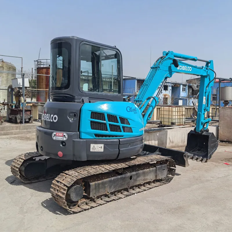 Used Kobelco SK55 Excavator 3/4 view showing operational versatility and compact structure