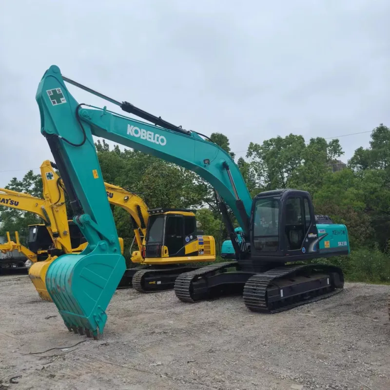Close-up of Kobelco SK210 Excavator boom showing strength and precision