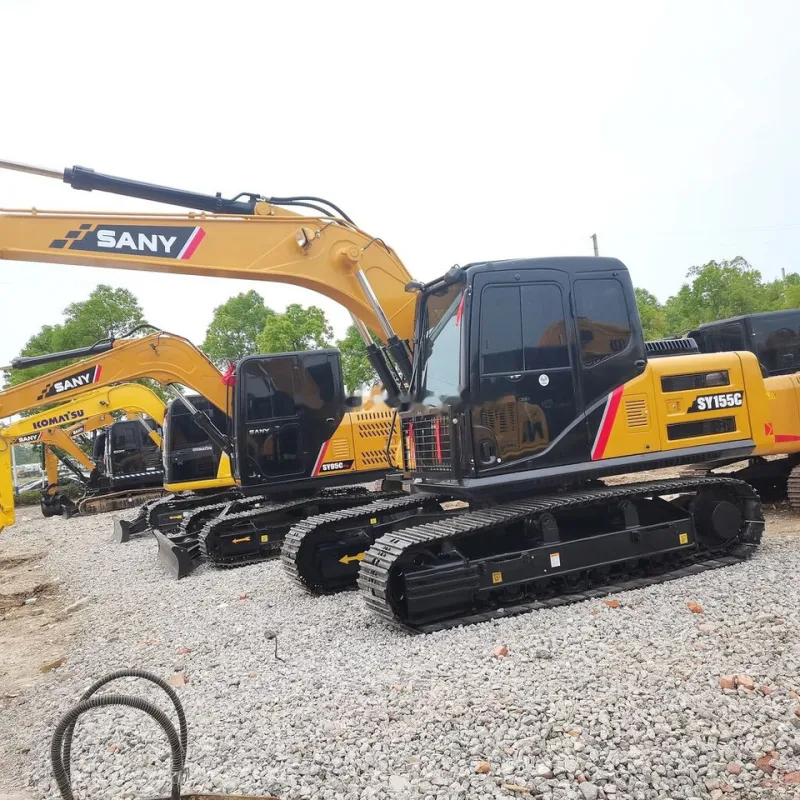 Used Sany SY155U Excavator side view showing full body profile and compact undercarriage