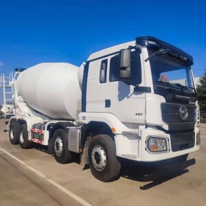 Shacman H3000 8x4 concrete mixer truck with large mixing drum, robust chassis, and 50-ton capacity