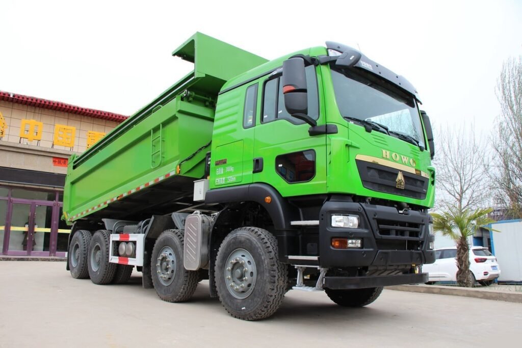 Sinotruk HOWO TX 460HP 8X4 Dump Truck 3/4 front view, durable chassis and cab