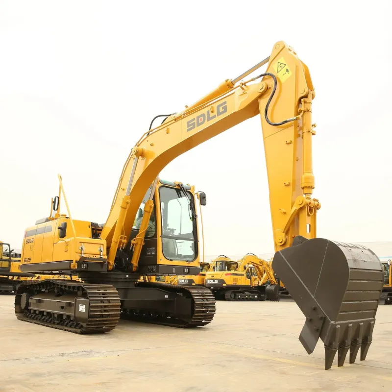 Front 3/4 view of SDLG E6125F Excavator with 0.48m³ bucket and 75kW Deutz engine for medium-duty construction