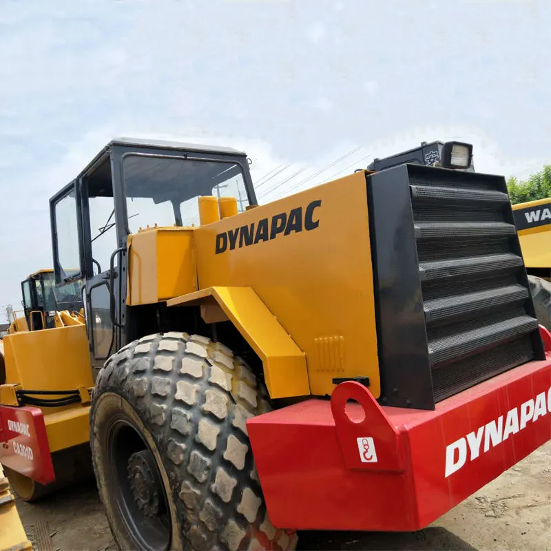 Front close-up of Used Dynapac CA301D Road Roller showing cabin and drum for construction and road compaction