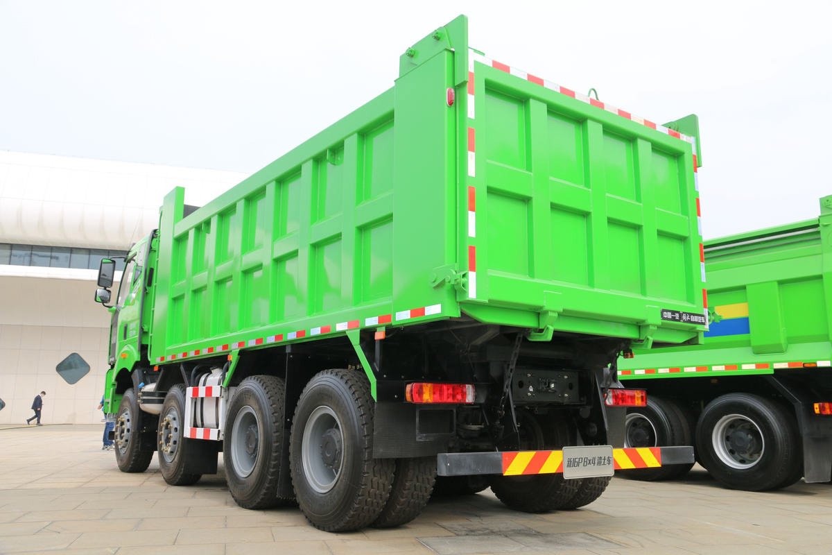 FAW J6P 8×4 420HP dump truck rear 3/4 view