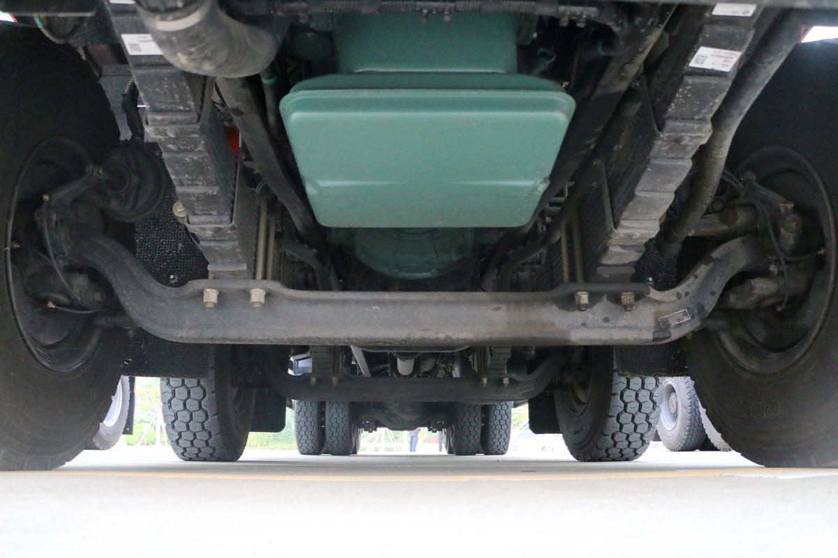 FAW J6P 8x4 500HP Dump Truck chassis view, reinforced frame, suspension system, heavy-duty drivetrain