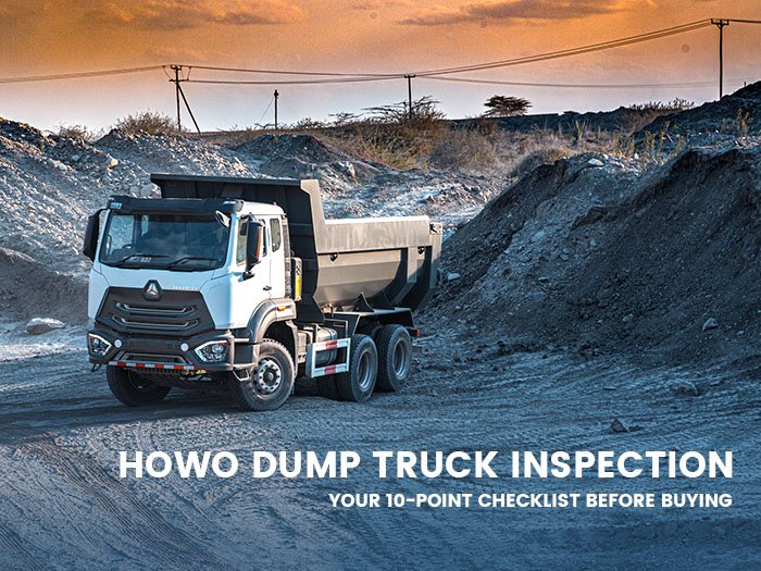 Professional used HOWO dump truck inspection on-site with 10-point checklist for African buyers.