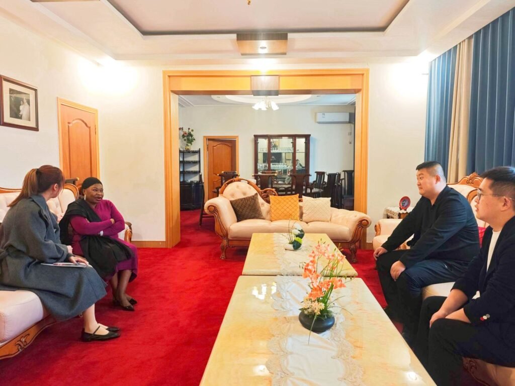Chairman Ivan Sun ZW Group Guinea Ambassador H.E. Aminata Koita holding a strategic meeting regarding heavy truck and construction machinery supply chain cooperation.